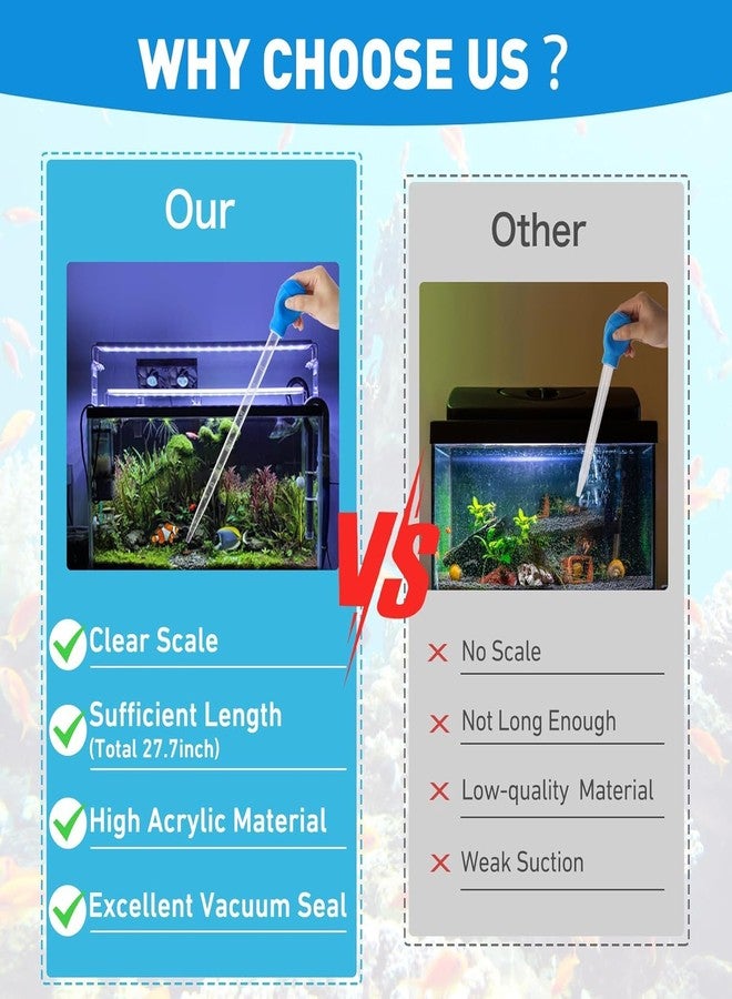 Depeew 27.7IN Extra Long Turkey Baster for Aquarium, 50ml Aquarium Water Changer Siphon for Fish Tank Cleaning, Waste Remover for Aquarium, Blue - Image 4